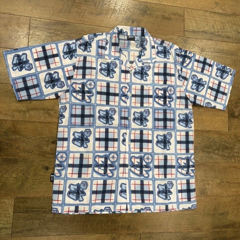 Southpole AOP Logo Plaid Button Up Shirt Blue
