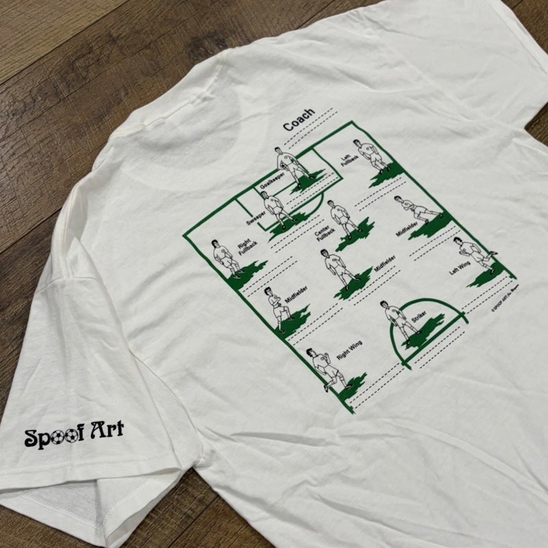 Vintage Soccer Team Graphic Tee Spoof Art White & Green World Cup