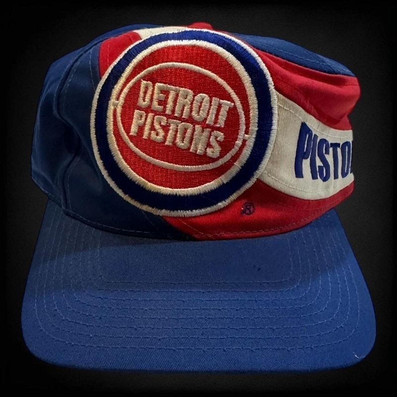Vintage Twins Detroit Pistons Snapback Hat Blue Red