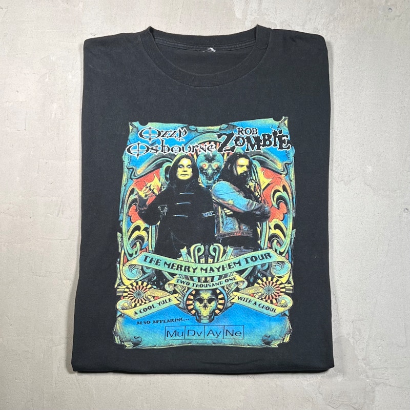 Vintage 2001 Ozzy Osbourne Rob Zombie The Merry Mayhem Tour Long Sleeve T-Shirt Black