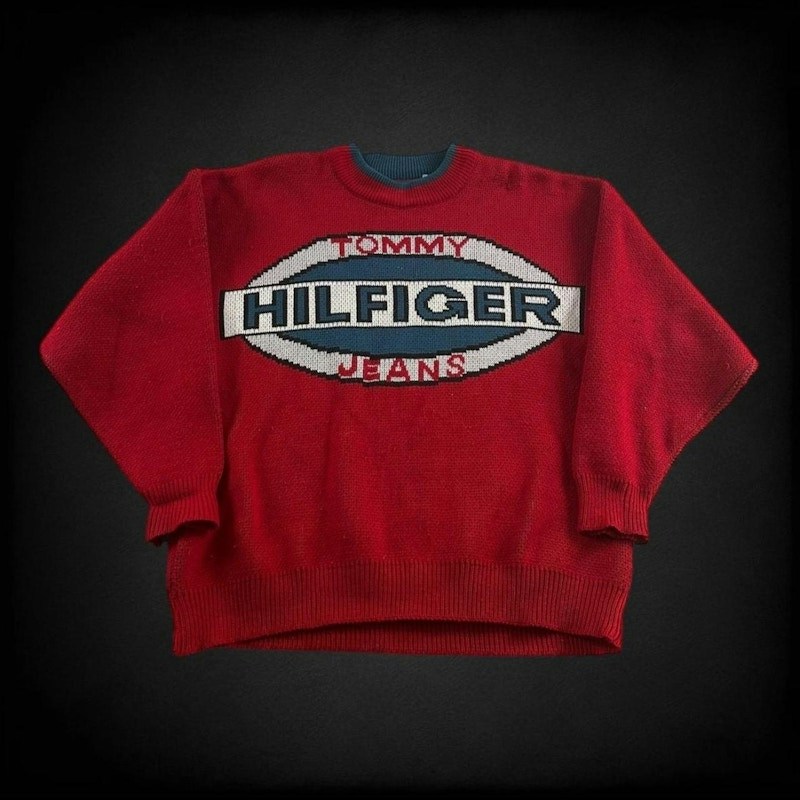Tommy Hilfiger Jeans Logo Knit Sweater Red
