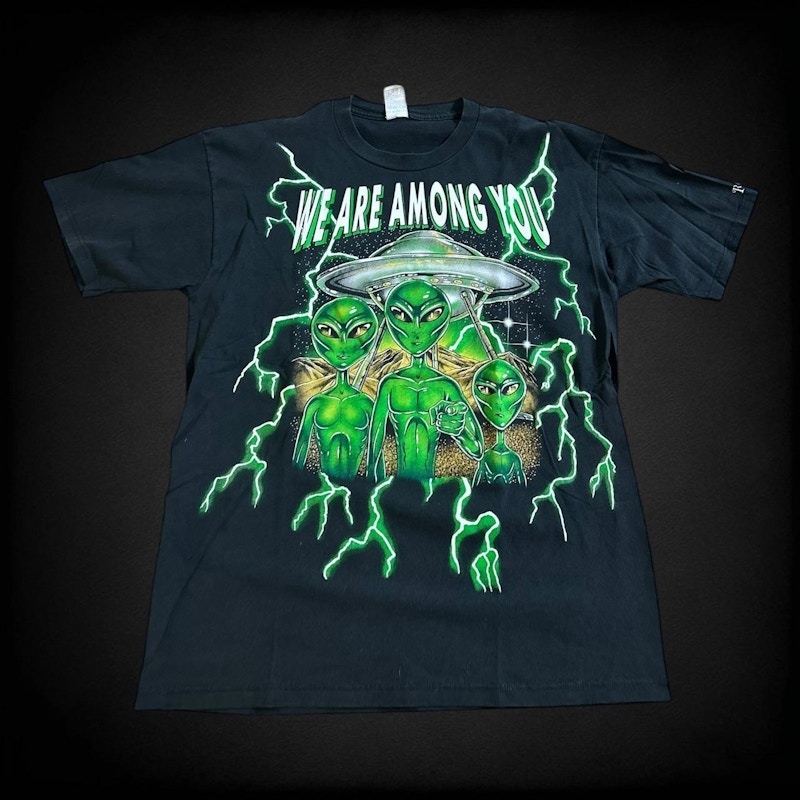 Vintage We Are Among You Roswell Alien T-Shirt Black