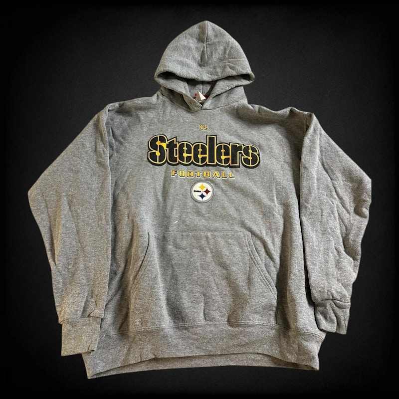 Vintage Pittsburgh Steelers NFL Pullover Hoodie Gray