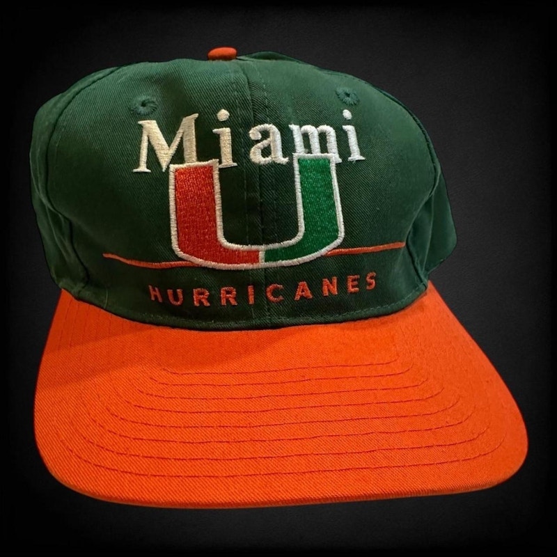 Vintage Miami Hurricanes Snapback Cap Green Orange