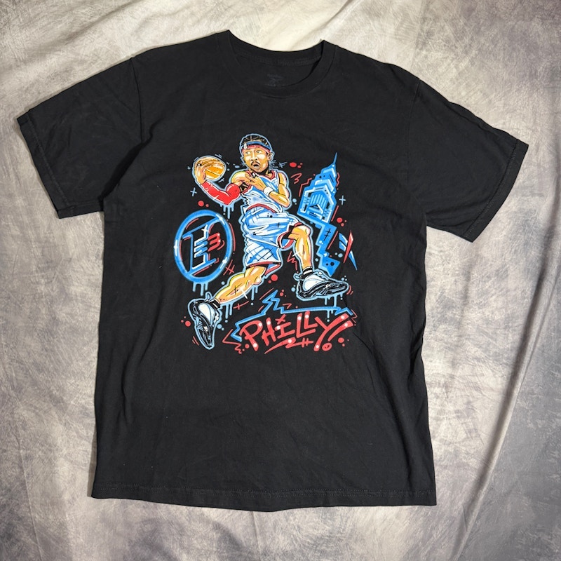Vintage 2000s Reebok Allen Iverson Philly Graphic T-Shirt Black