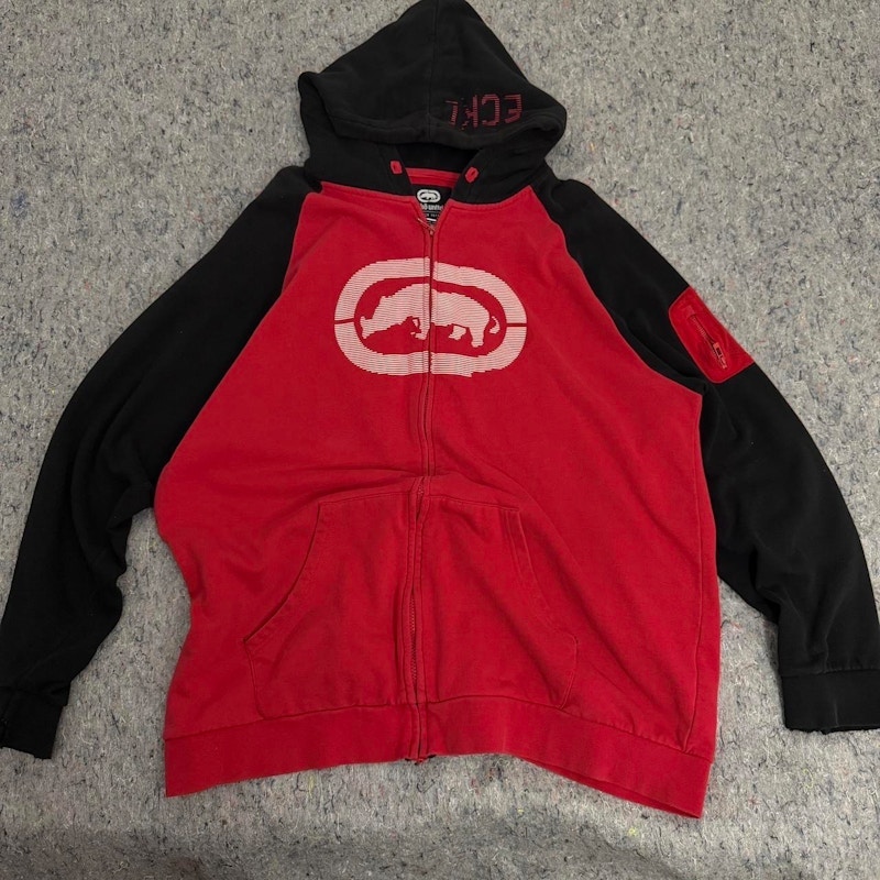 Vintage Y2K Ecko Unltd. Logo Full-Zip Hoodie Red and Black
