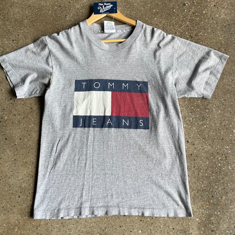 Vintage Tommy Jeans Logo T-Shirt Grey