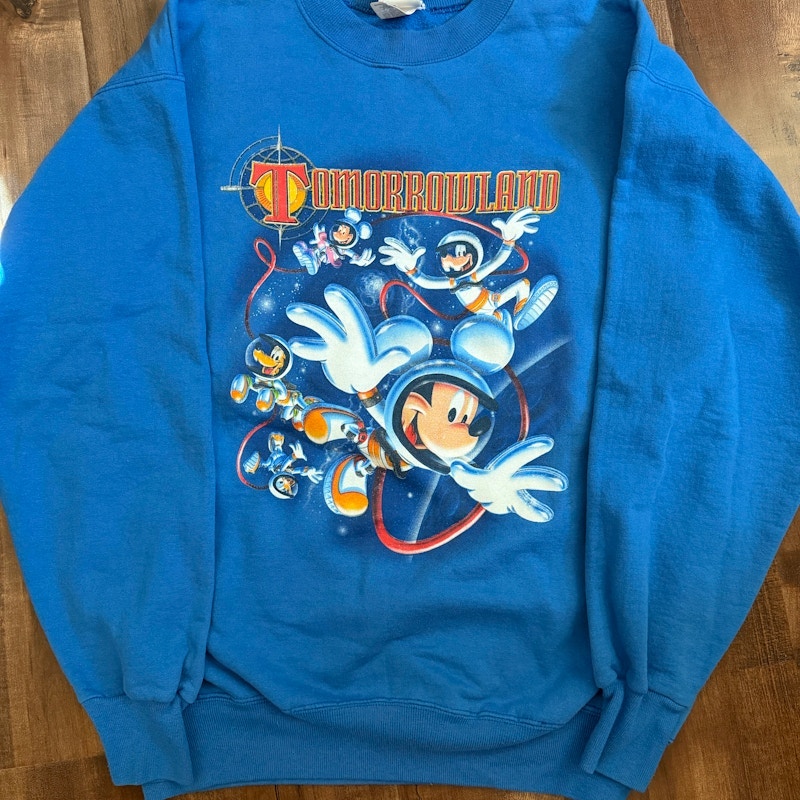Vintage 90s Mickey Inc. Tomorrowland Space Sweatshirt Blue