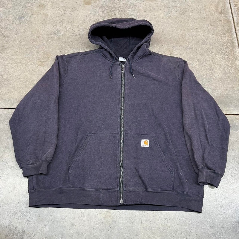 Vintage Carhartt Full Zip Hooded Sweatshirt Faded Black