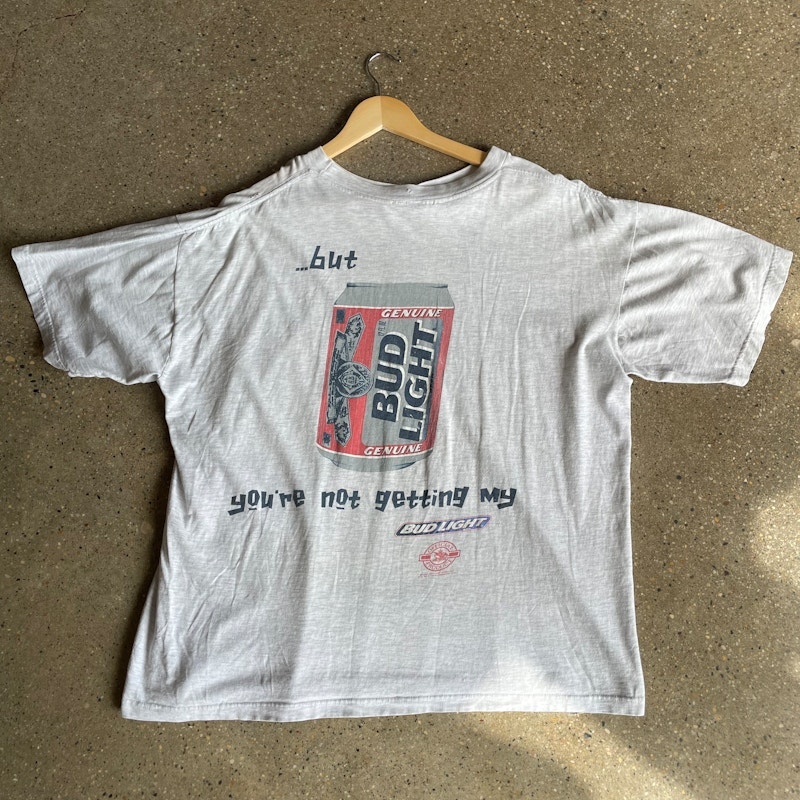 Vintage Bud Light I Love You Man T-Shirt Gray