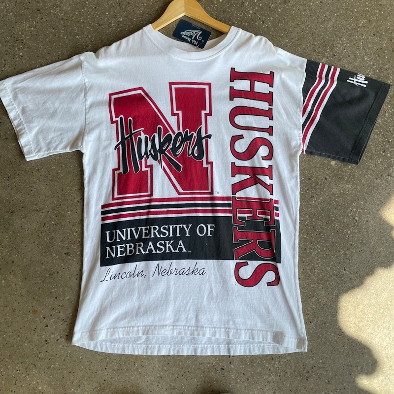 Vintage Nebraska Huskers AOP T-Shirt White