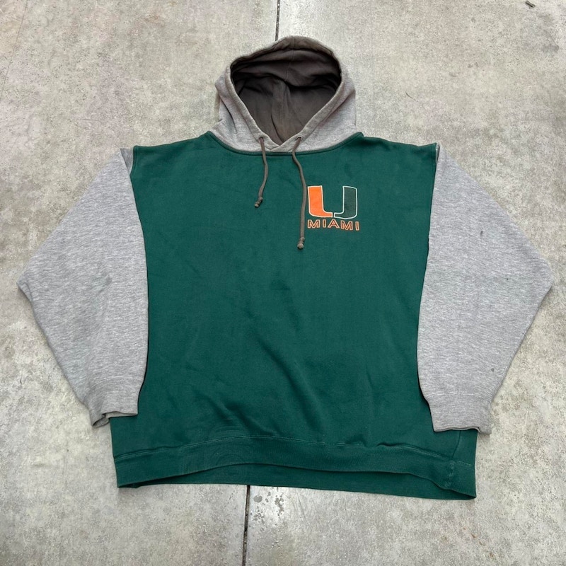Vintage Galt Crew University of Miami Hurricanes Hoodie Green Gray