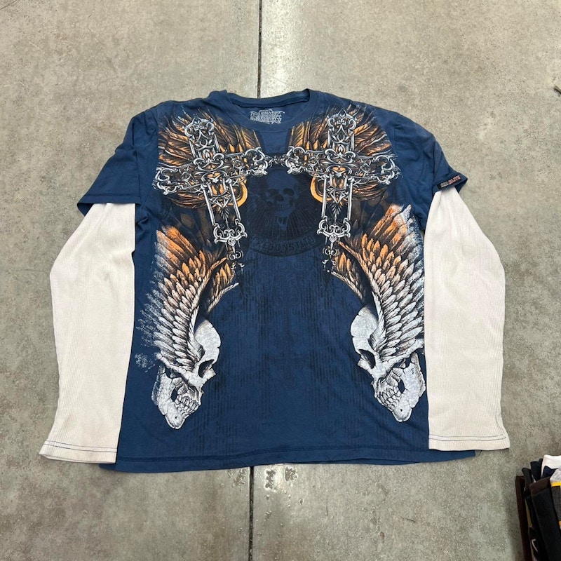 Vintage MMA Elite Long Sleeve Graphic T-Shirt Blue