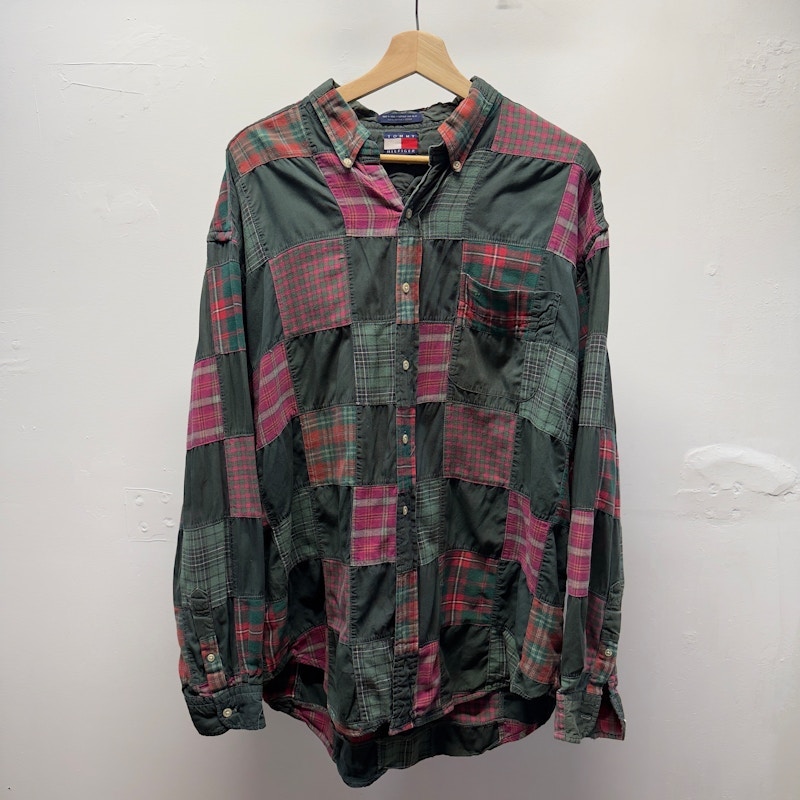 Vintage 90s Tommy Hilfiger Patchwork Plaid Flannel Shirt