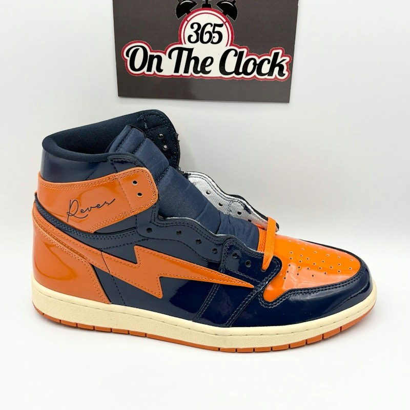 Reves Paris Air Kiy '85 Hi Patent Leather Sport Orange Navy Blue Houston Astros