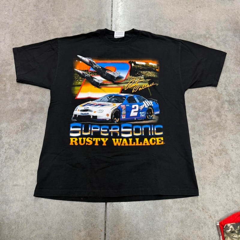 Vintage NASCAR Chase Authentics Rusty Wallace Supersonic T-Shirt Black