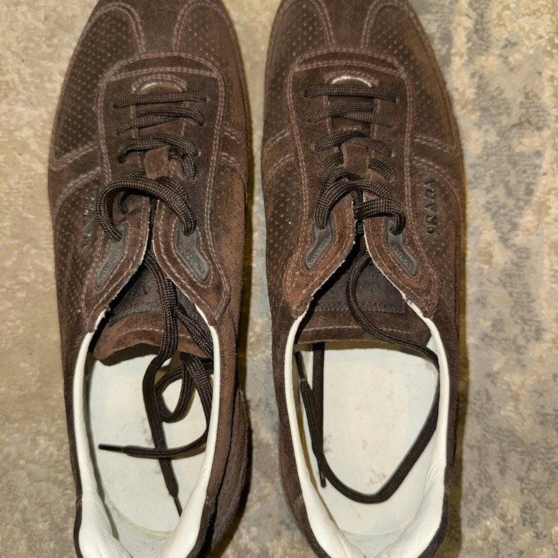 Prada Suede Low Top Sneaker Brown