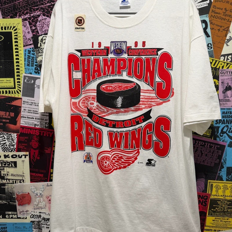 Starter Detroit Red Wings 1995 Western Conference Champions T-Shirt White