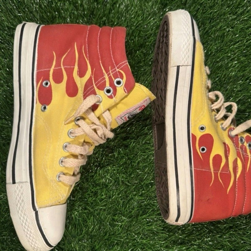 Goodguys Rod Custom Association High Top Sneakers Red Yellow Flames