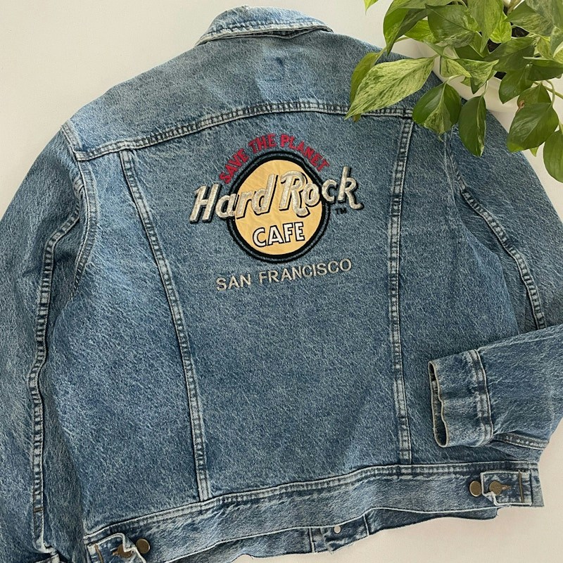 90s Lee Hard Rock Cafe San Francisco Denim Jacket Blue