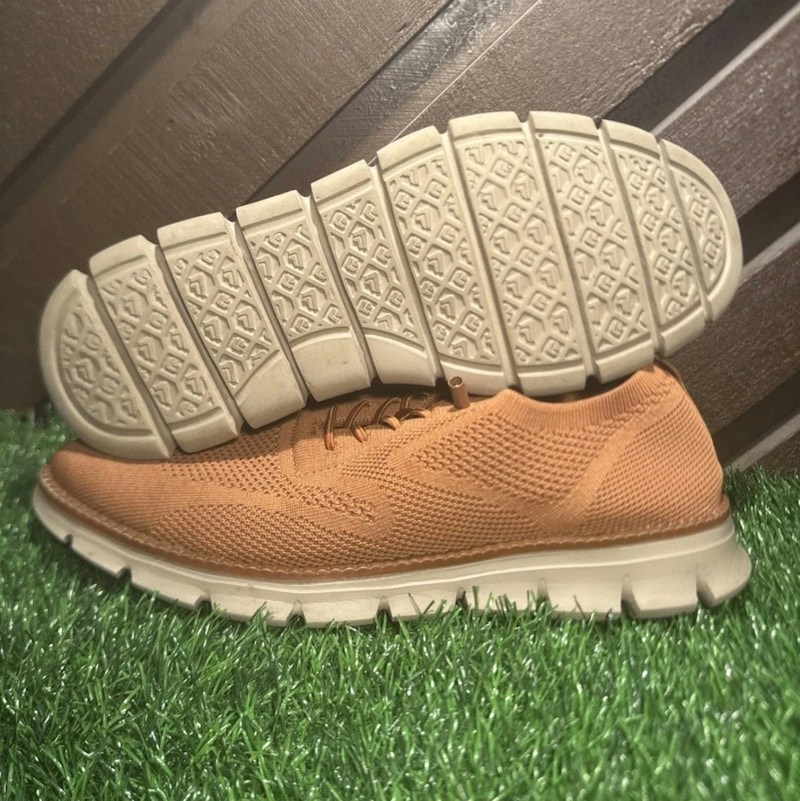 Sistrow Tan Knit Lace-Up Casual Shoes