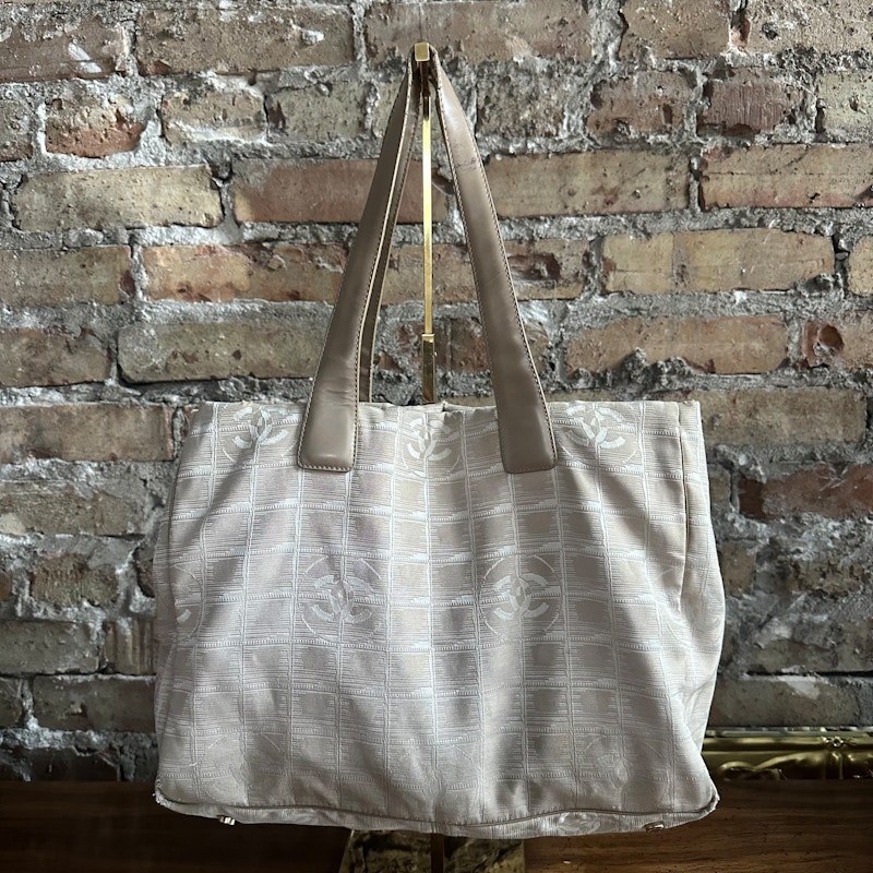 Chanel Travel Line Beige Canvas Tote Bag