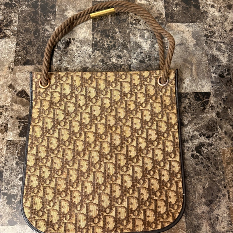 Christian Dior Rope Wristlet Pouch Oblique Canvas