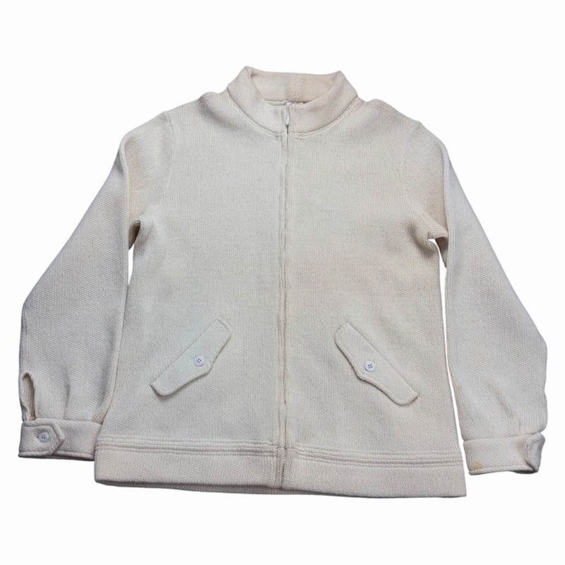 Vintage 1970s Colmar Knit Full-Zip Cardigan Cream