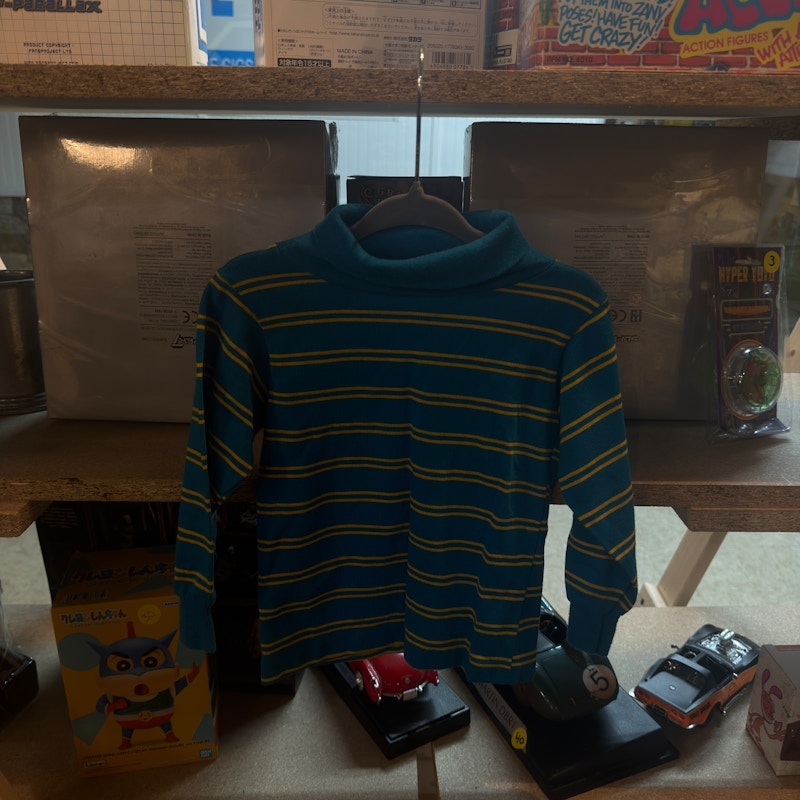 80’s Striped Turtleneck Shirt Blue