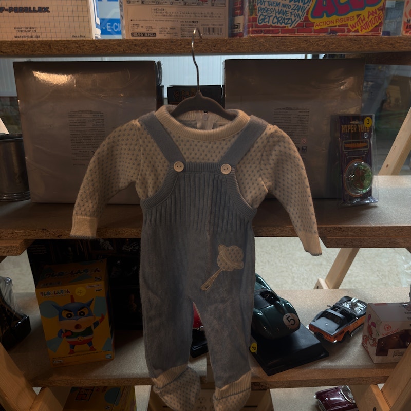 80’s Baby Footed Knit Sleeper Blue and White