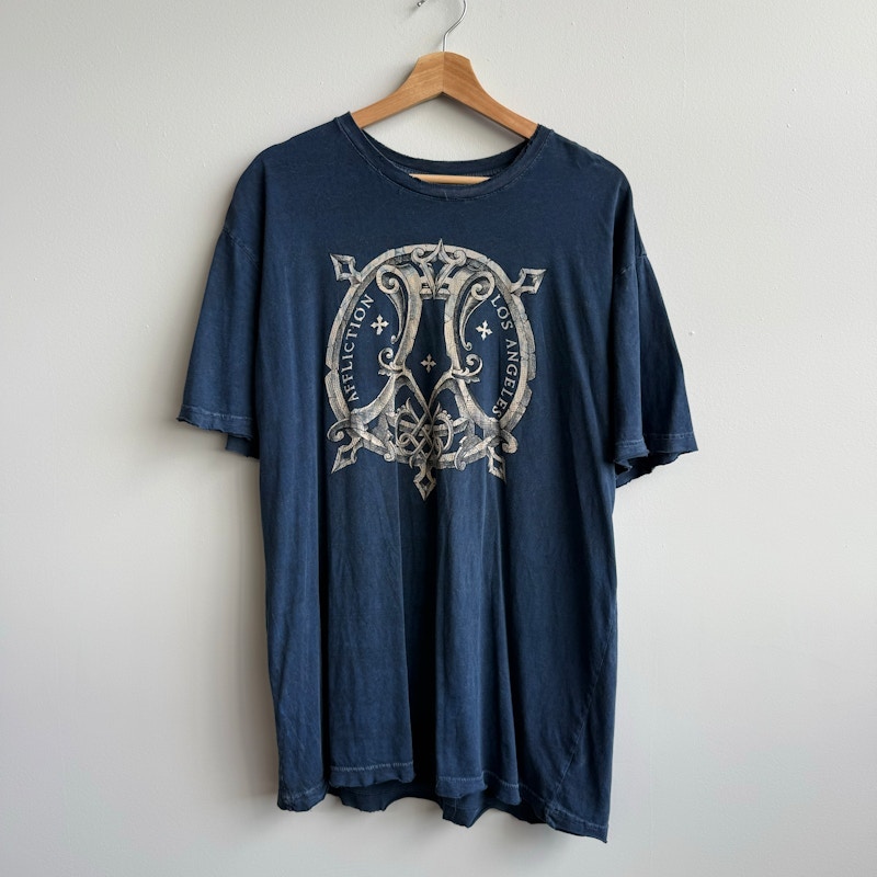 Affliction Los Angeles Celtic Cross Graphic T-Shirt Blue