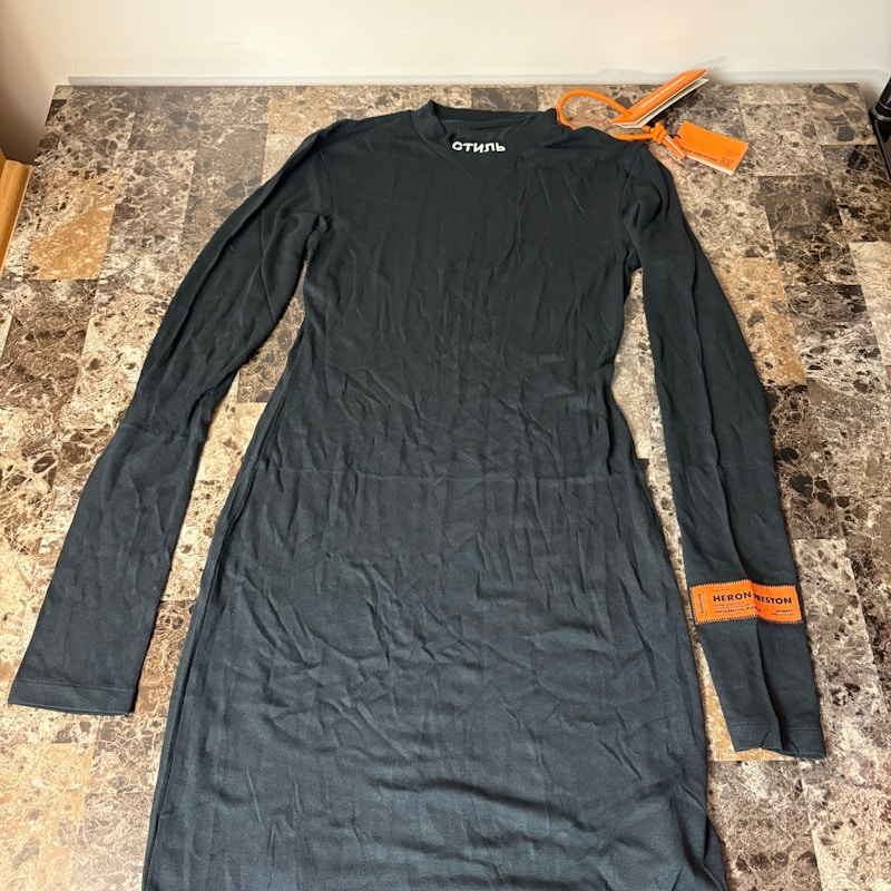 Heron Preston Ctnmb Viscose Ls Dress Black White