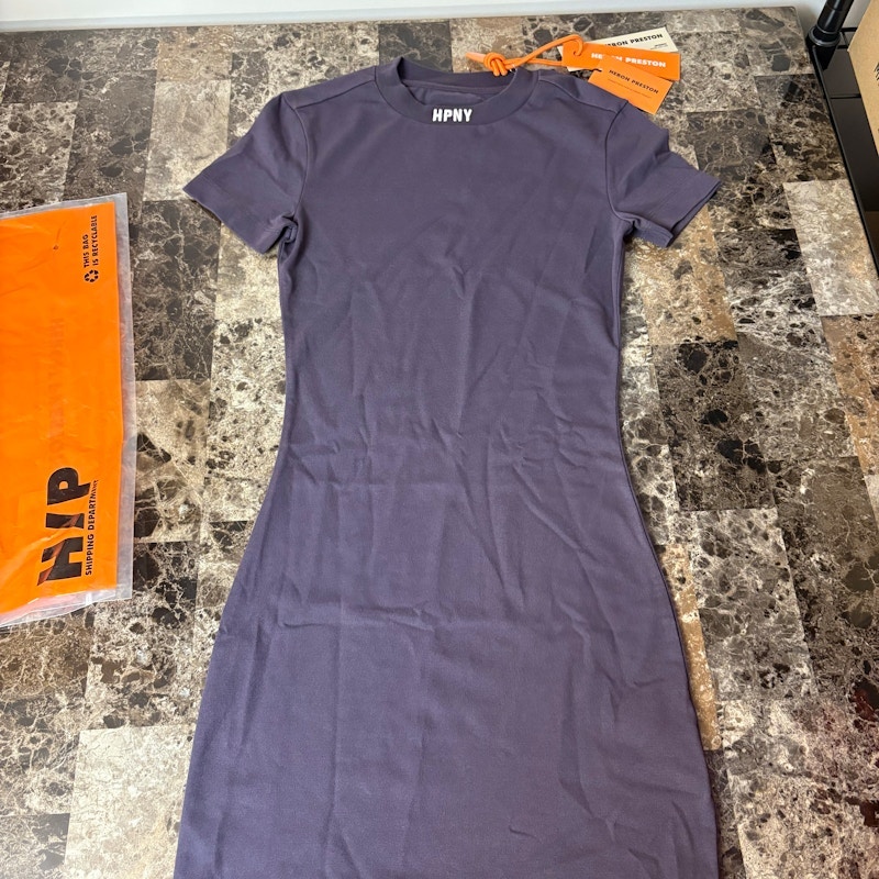 Heron Preston HPNY Embroidered Short Sleeve Dress Purple
