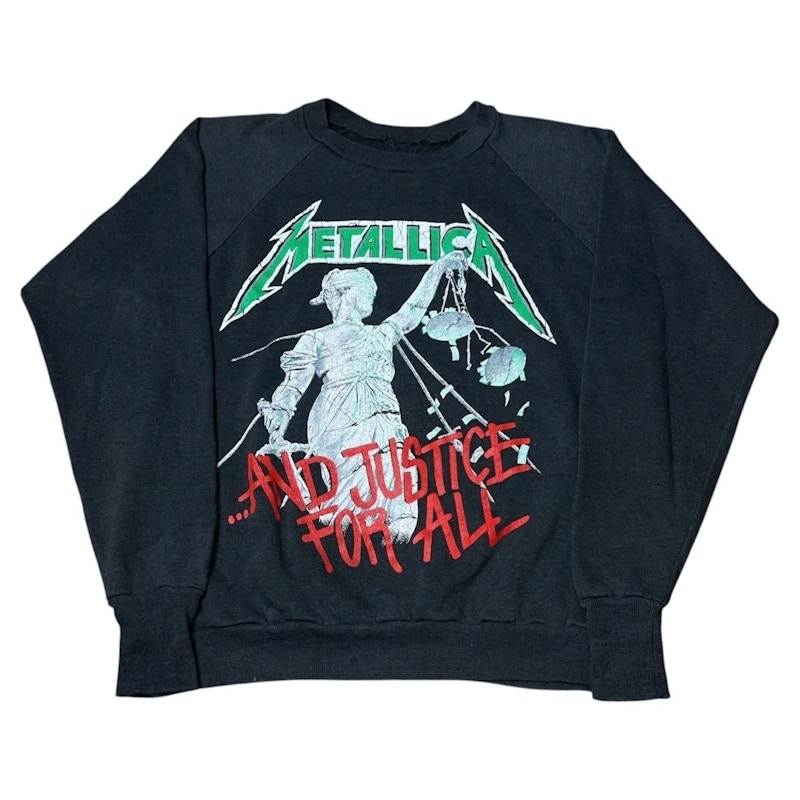 Vintage 1988 Metallica Justice For All Concert Band Crewneck Sweatshirt Black