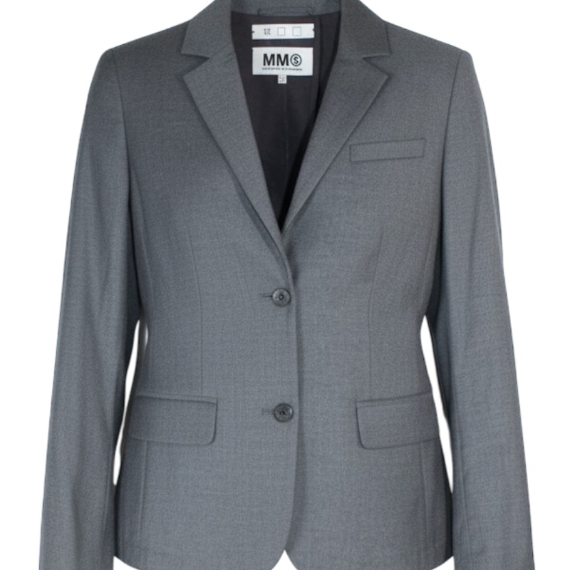 MM6 Maison Margiela Single-Breasted Wool Blazer Gray