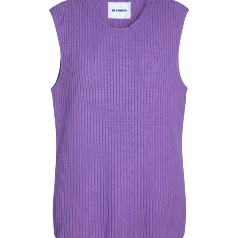 Jil Sander Purple Ribbed Wool knit sweater vest