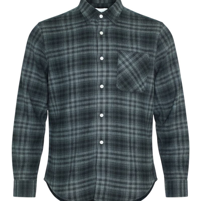 NN.07 Deon Check Cotton Flannel Shirt Grey