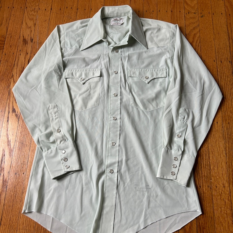 Vintage H Bar C California Ranchwear Western Shirt Light Green