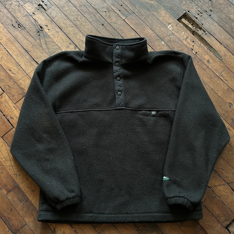 Vintage White Sierra Snap-Neck Fleece Pullover Black