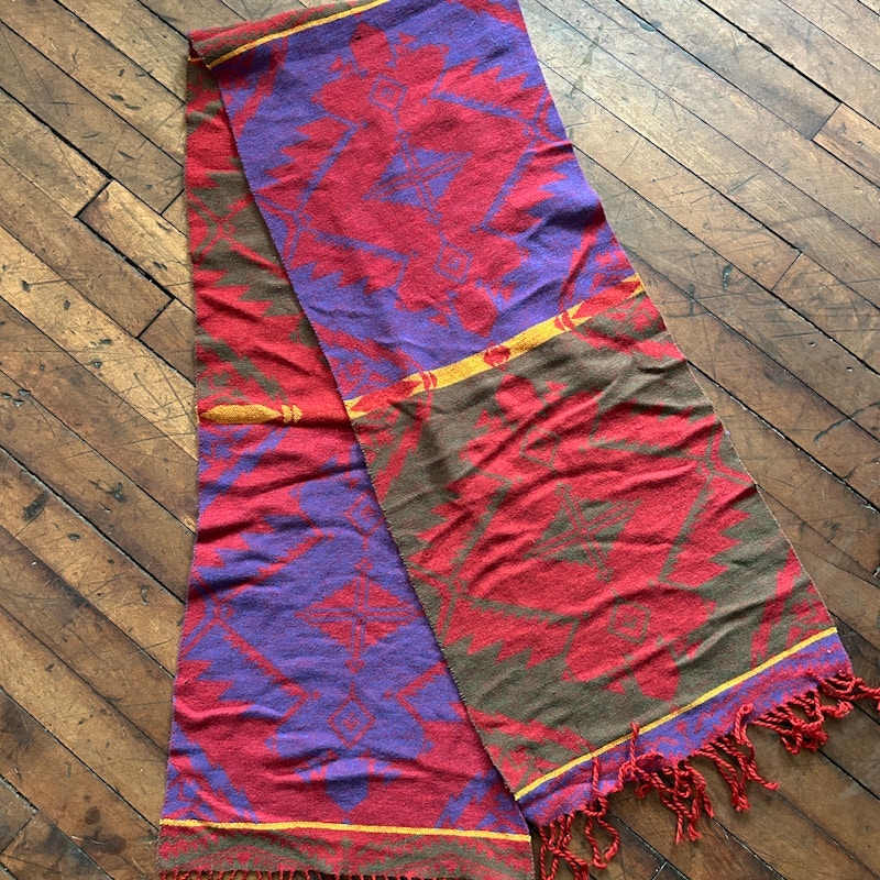Vintage 80's Polo Ralph Lauren Southwestern Wool Scarf Red