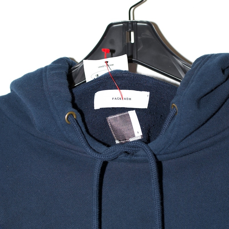 Facetasm Striped Sleeve Hoodie Navy