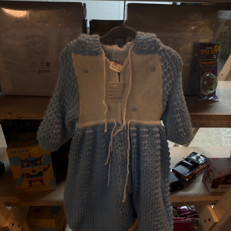 80’s Monsanto Acrilan Knit Hooded Sweater Blue White