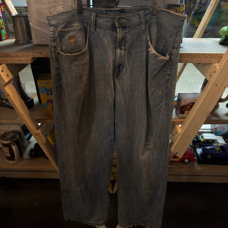 2000’s Rocawear Embroidered Logo Denim Baggy Jeans Blue