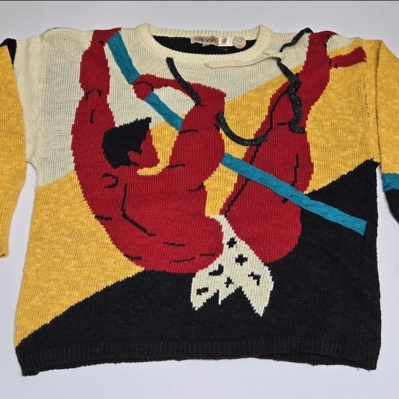 L'Eau Vive Tarzan Geometric Knit Sweater Multi-Color