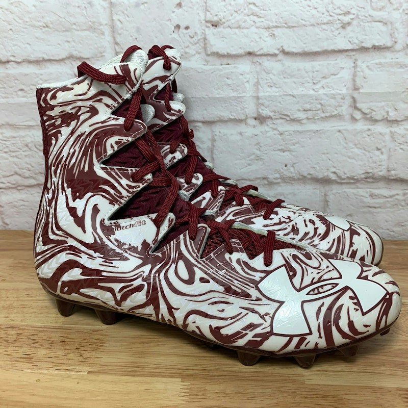 Under Armour ClutchFit Football Cleats White Maroon