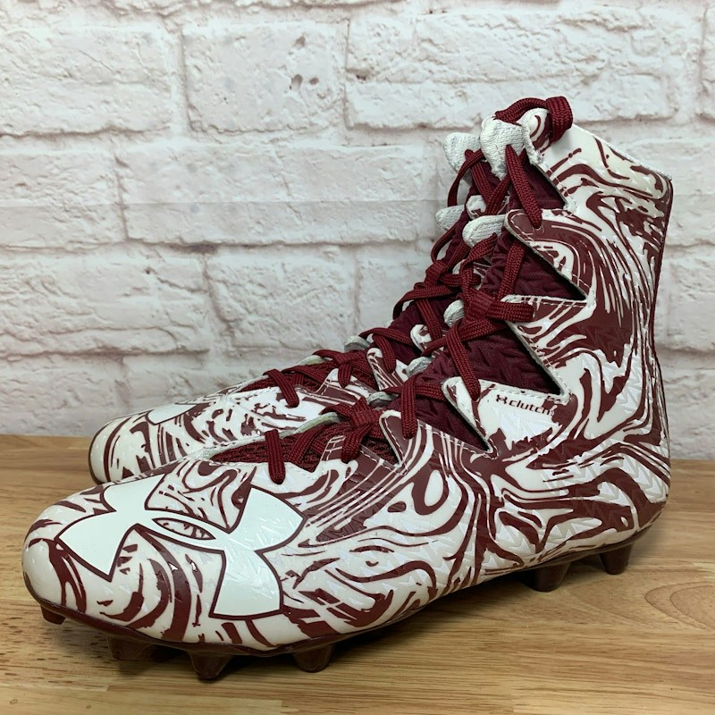 Under Armour ClutchFit Highlight Football Cleats Maroon White