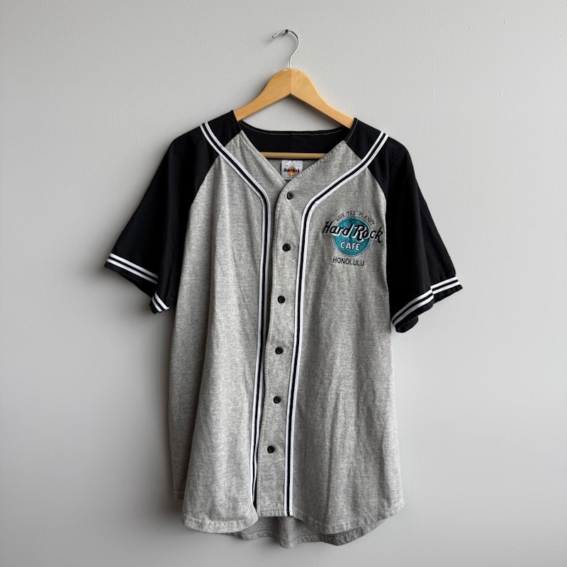 Hard Rock Cafe Honolulu Baseball Jersey Grey Black