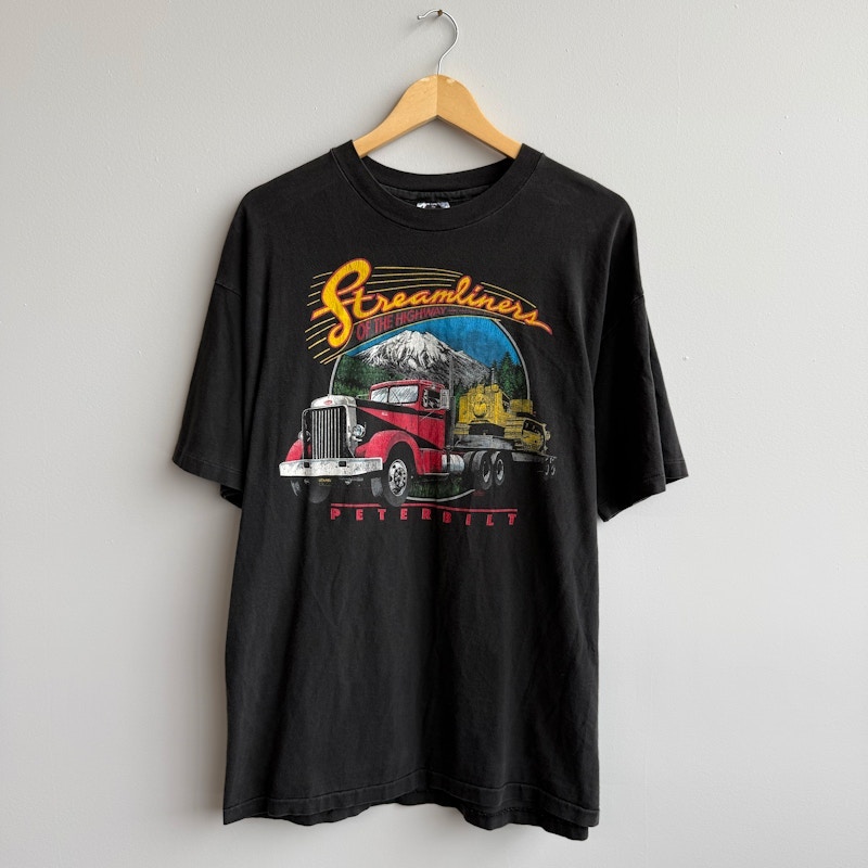 Vtg Peterbilt Streamliners of the Highway Graphic T-Shirt Black