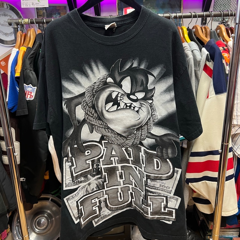 Looney Tunes Taz Paid In Full T-Shirt Black