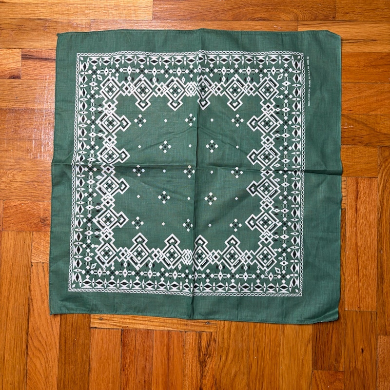 Vintage Bandana Geometric Pattern Green